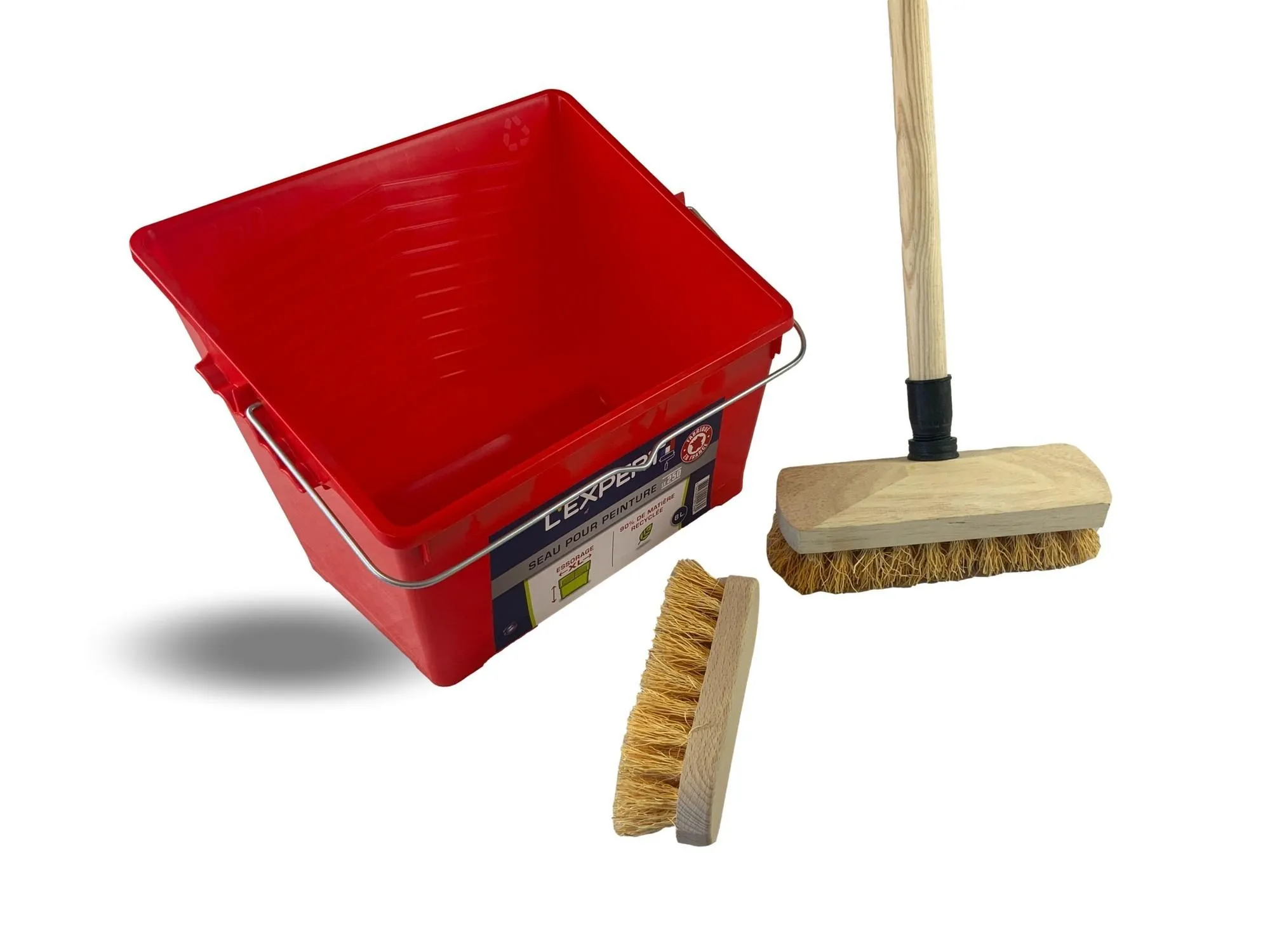 Kit Balai brosse lave-pont | Seau rectangulaire | Brosse à laver | Manche – Image 2