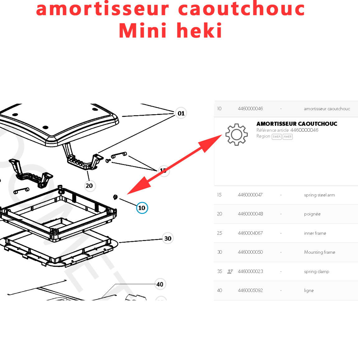 Amortisseur caoutchouc MiniHeki Art1534, 1405ZB par Dometic
